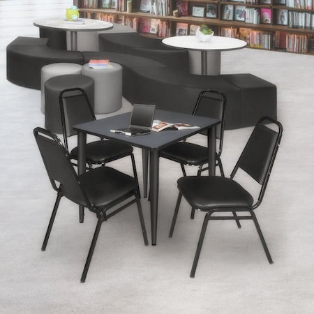 Regency Kahlo Square Table & Chair Sets, 30 W, 30 L, 29 H, Wood, Metal, Vinyl Top, Grey TPL3030GYBK29BK